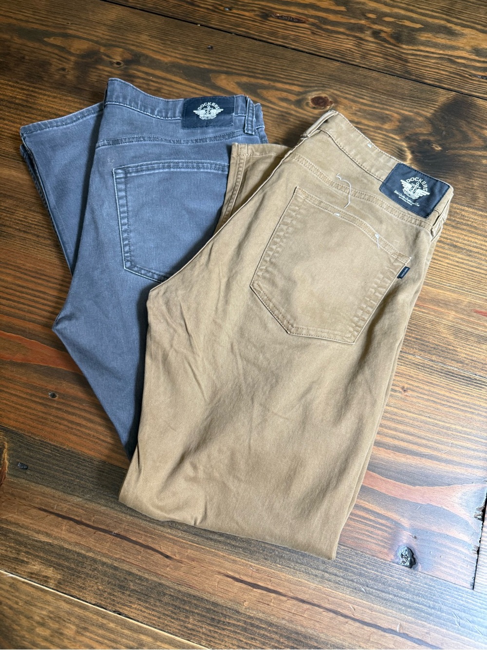 Dockers Slim Straight Jeans in Tan and Slate Blue